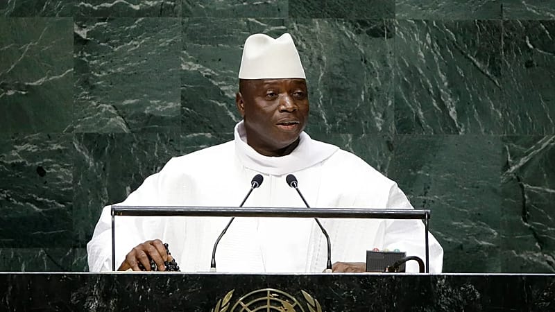 Gambia's President Yahya Jammeh addresses the 69th session of the United Nations General Assembly at the United Nations headquarters on Sept. 25, 2014.