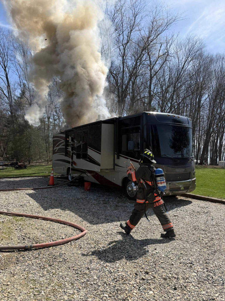 Visible flames | RV catches fire in York County