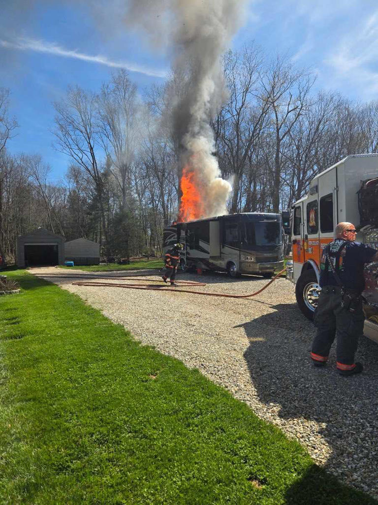 Visible flames | RV catches fire in York County