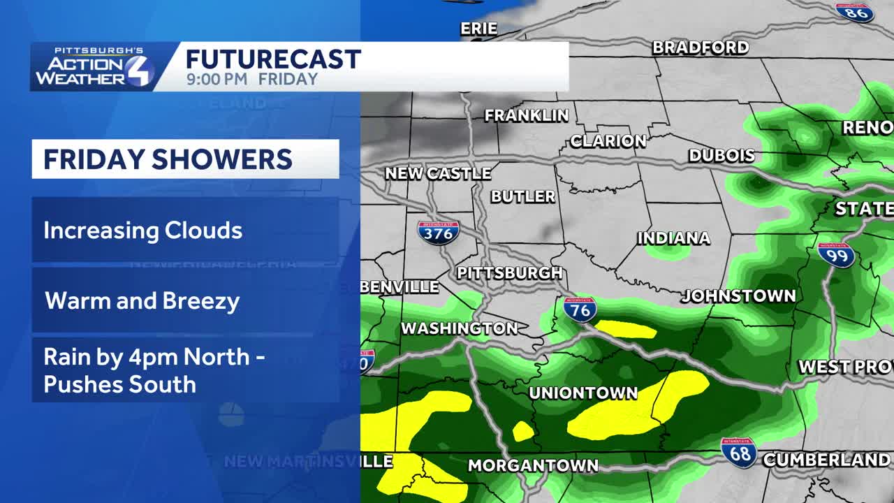 Pittsburgh weather: Rain showers Friday evening