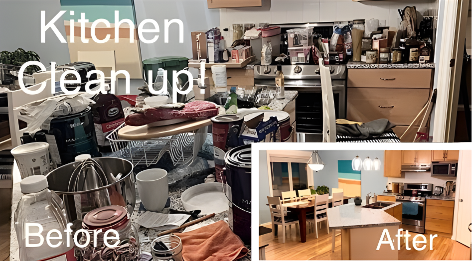 Kitchen clean up way bigger job than we thought