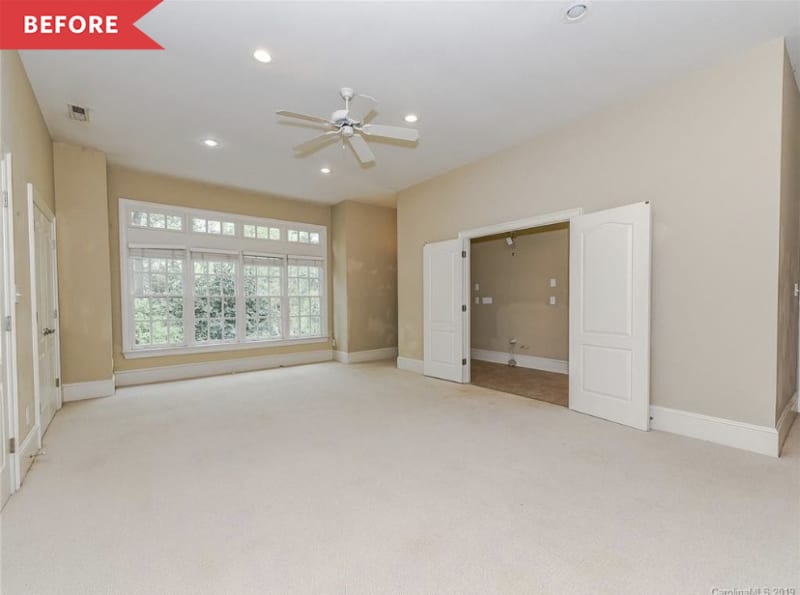 A bold color turned a beige everything living room into a family space