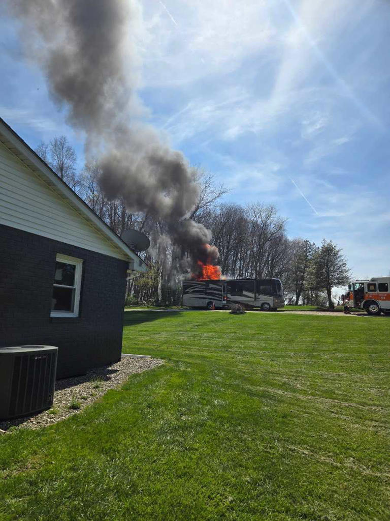 Visible flames | RV catches fire in York County