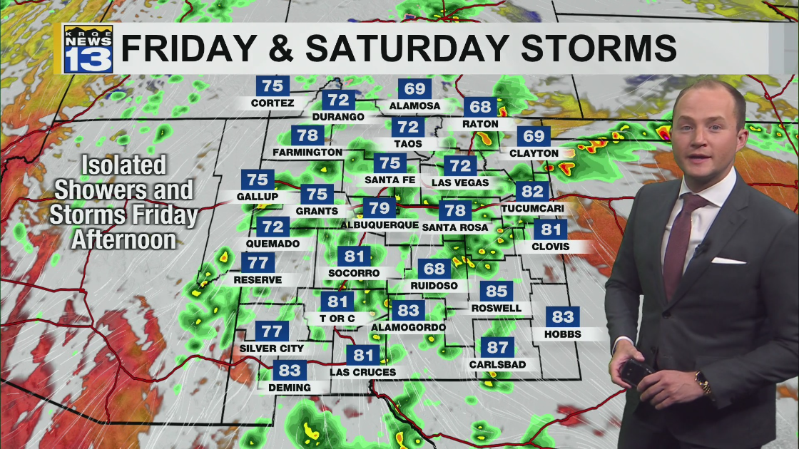 Rain and thunderstorm chances increase across New Mexico Friday