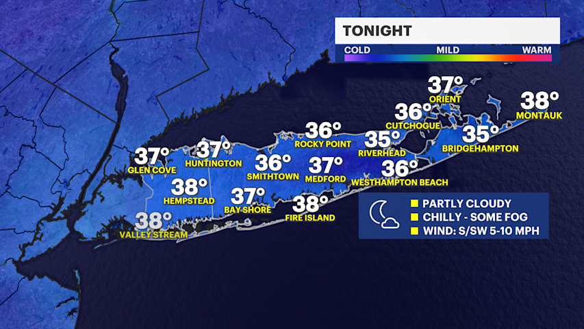 Chilly with patchy fog tonight on Long Island; much warmer weather is ...