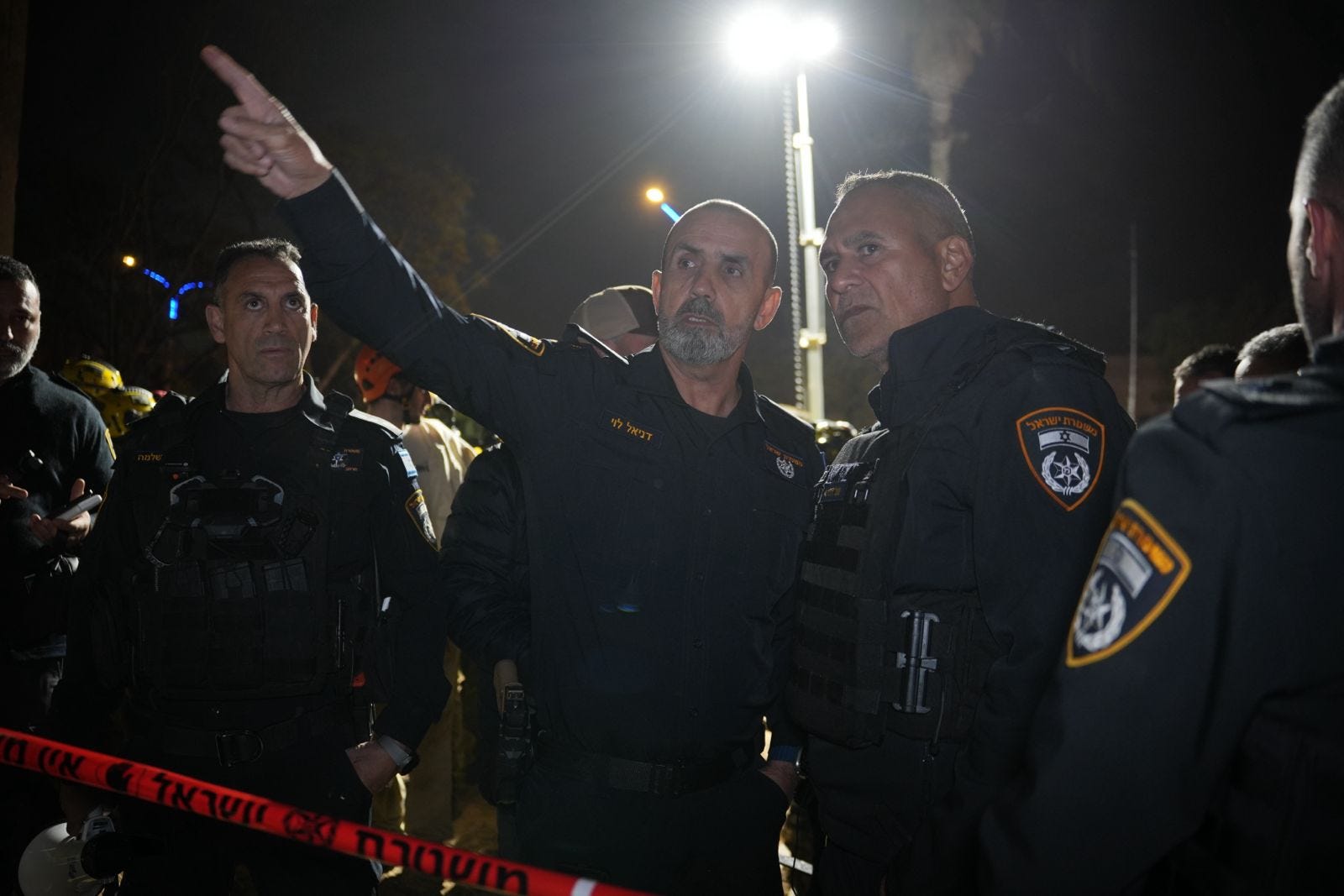 Israel Police Chief Danny Levy at Arad impact site in southern Israel, Saturday. Credit: MDA operations