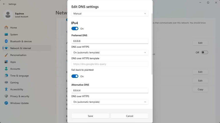 Changing the DNS server to Google's DNS server. 