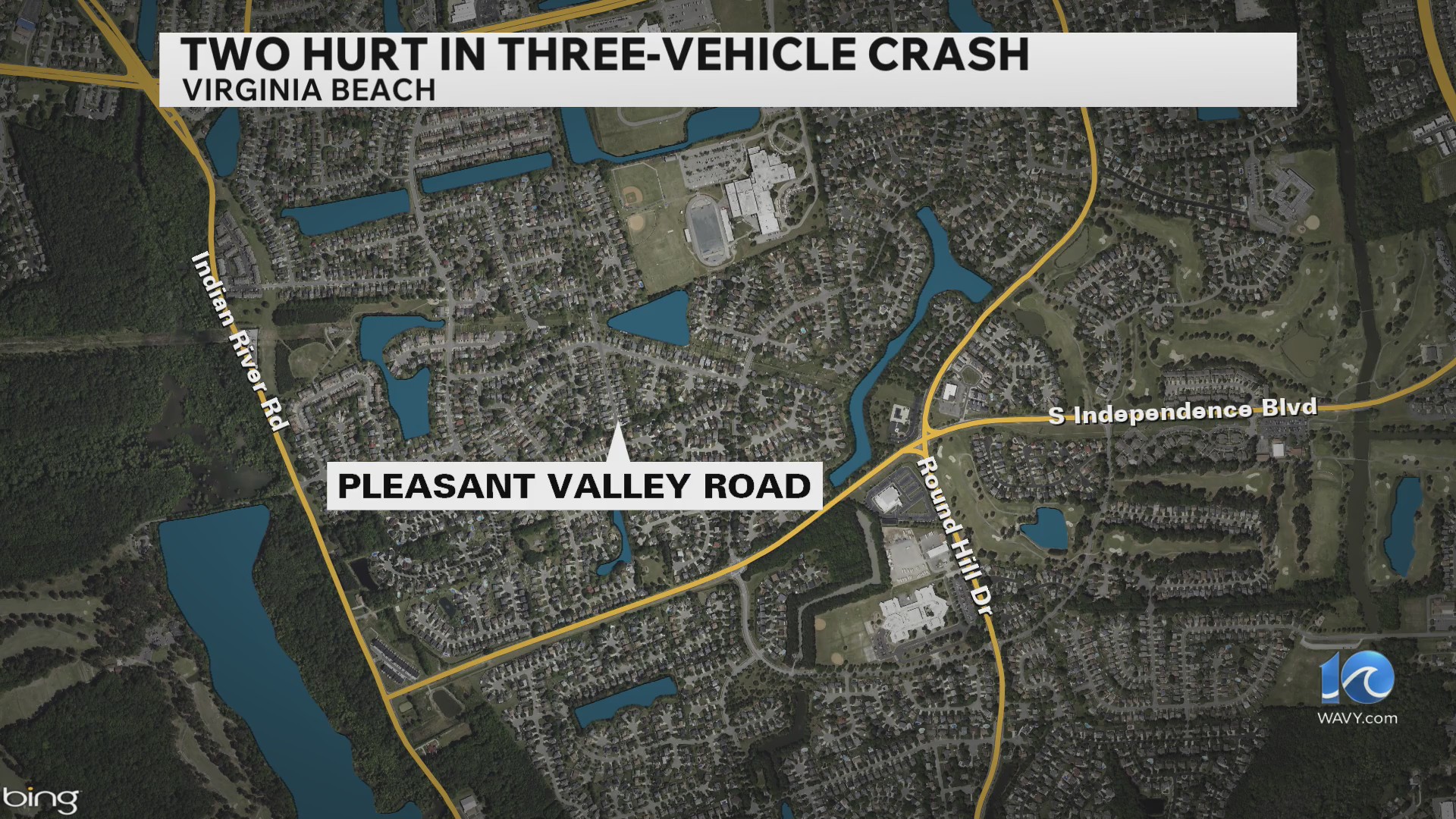 2 hurt in 3-car crash in Virginia Beach