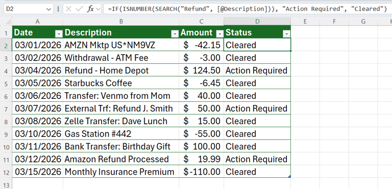 How to use the SEARCH function in Microsoft Excel