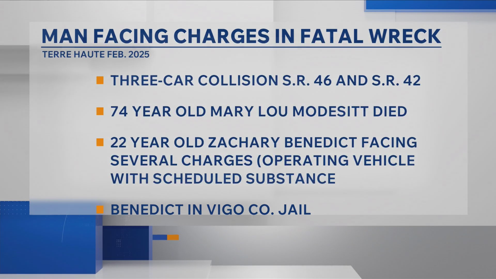 Terre Haute man arrested over a year after allegedly causing fatal wreck