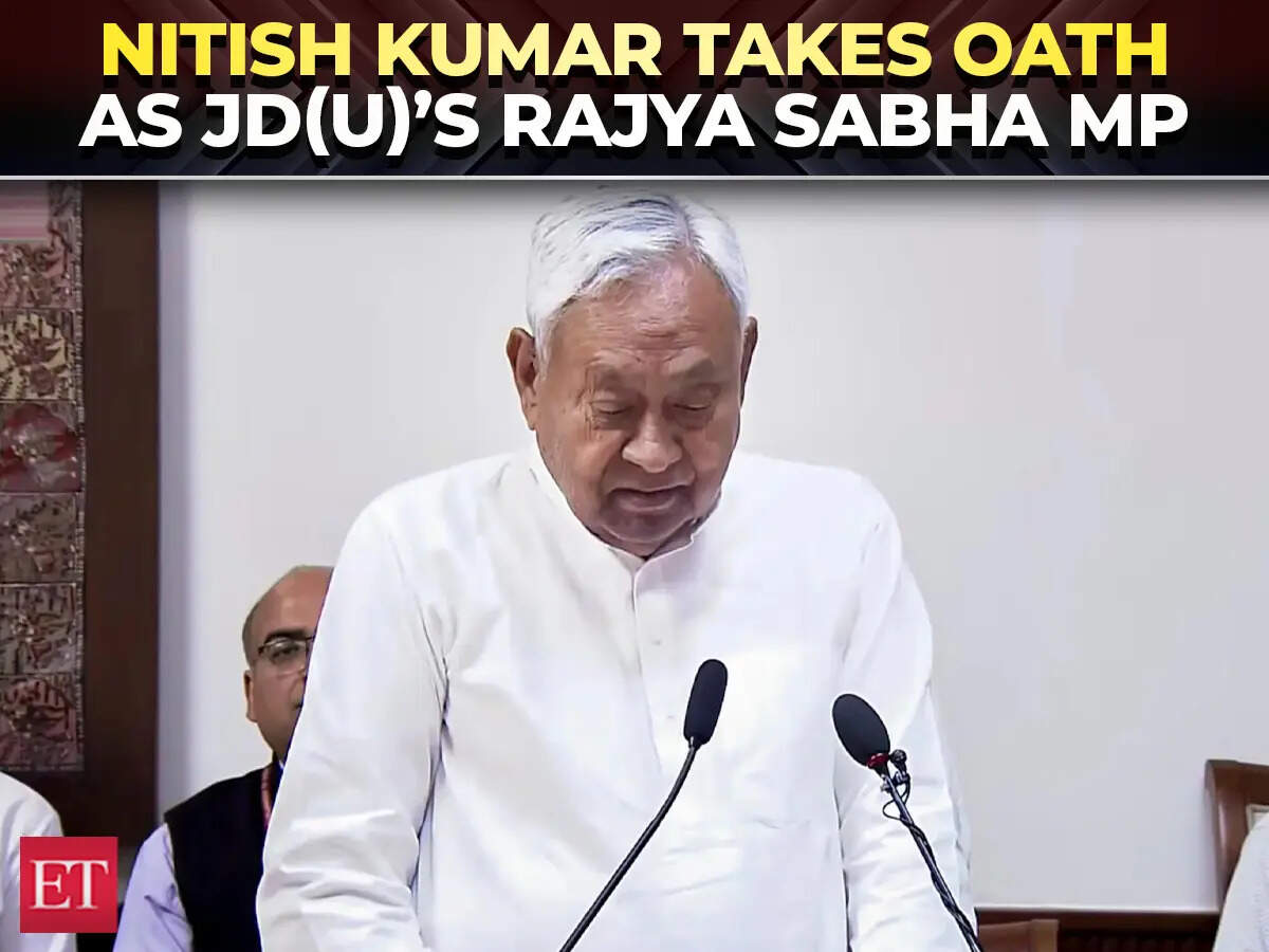 Nitish Kumar takes oath as Rajya Sabha member after serving as Bihar CM ...