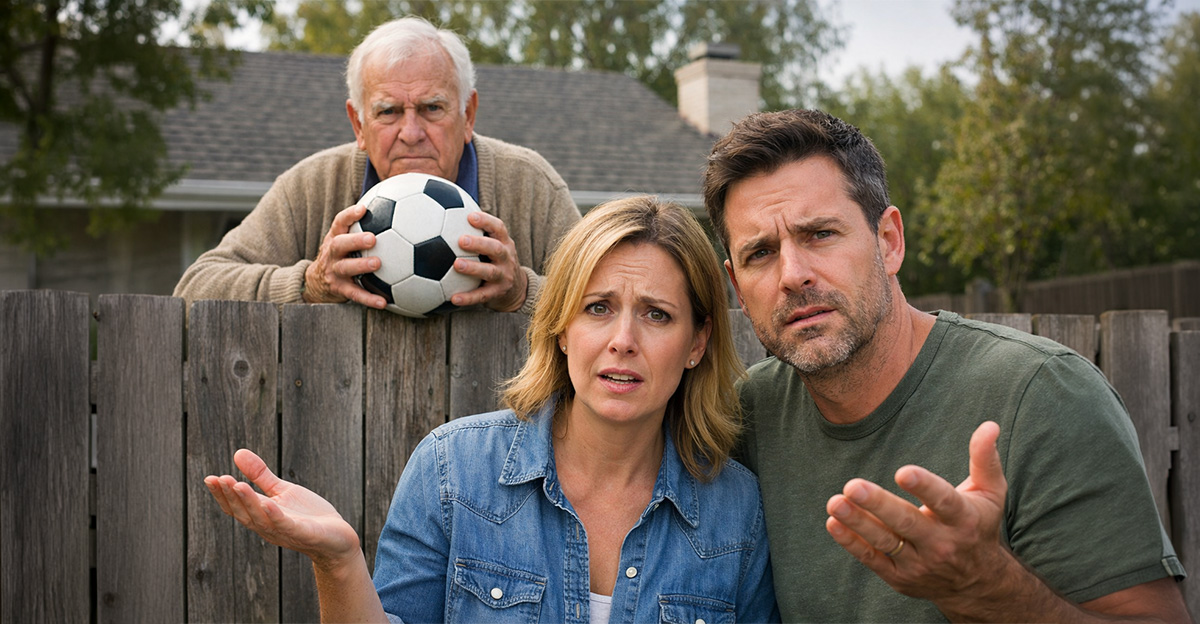 My kids keep kicking their ball over our elderly neighbor's wall. He's ...