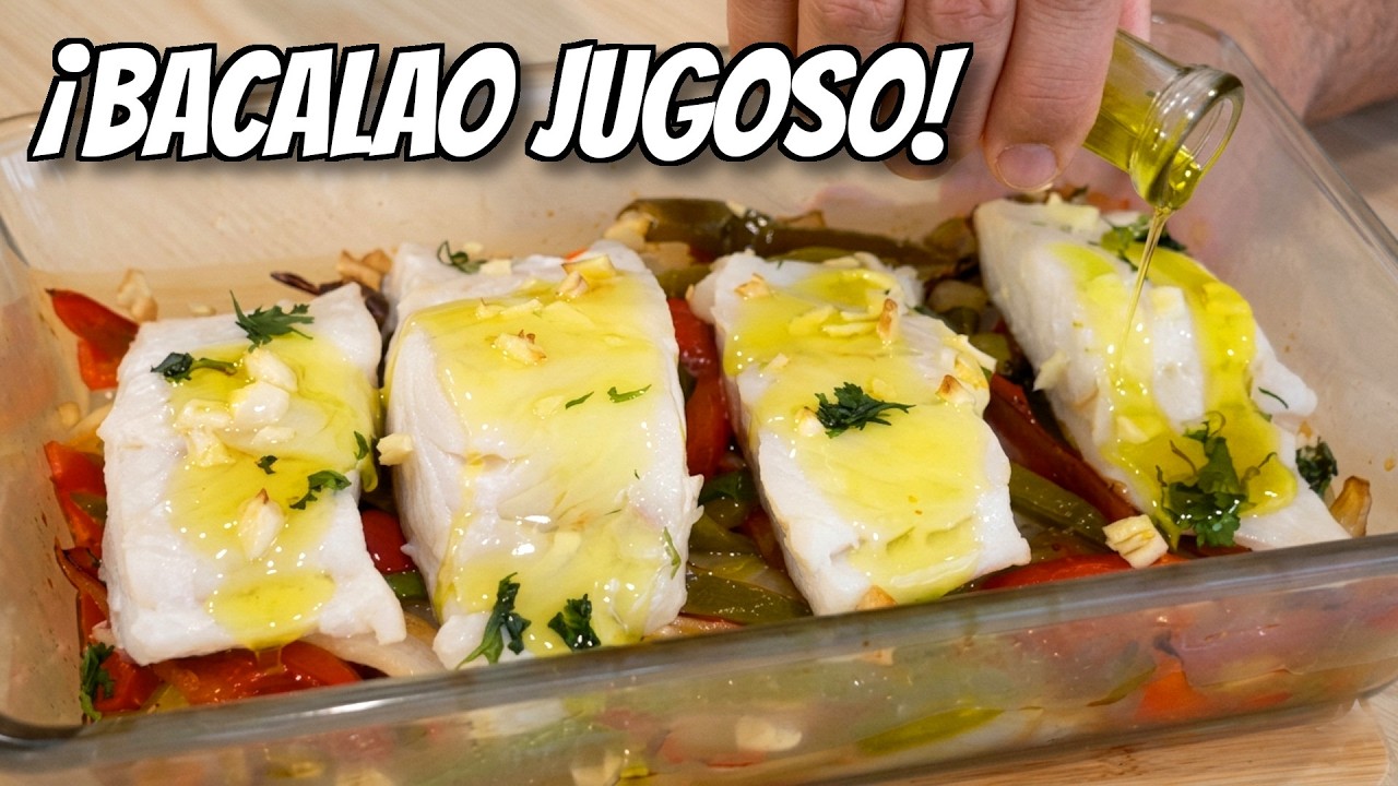 Bacalao al horno con pimientos receta fácil y jugosa