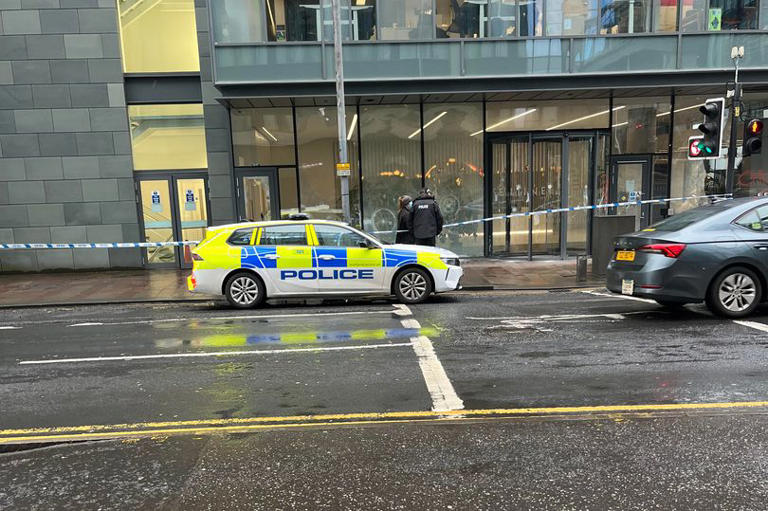 Police tape off busy Glasgow city centre area in ongoing emergency incident