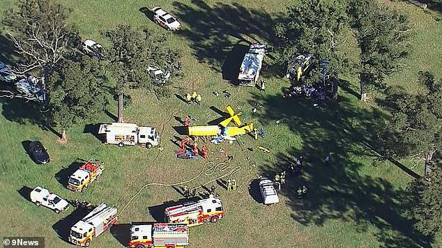 Police said that the pilot was trapped in the wreckage 'for some time'