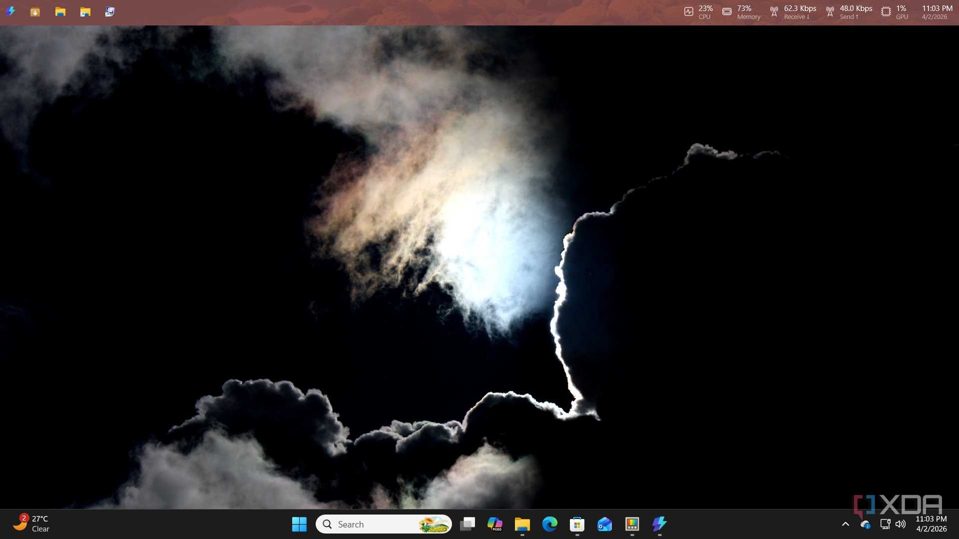 screenshot of command palette dock