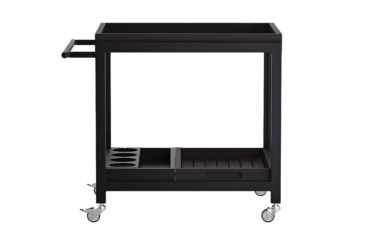 alfresco black outdoor storage cart with casters