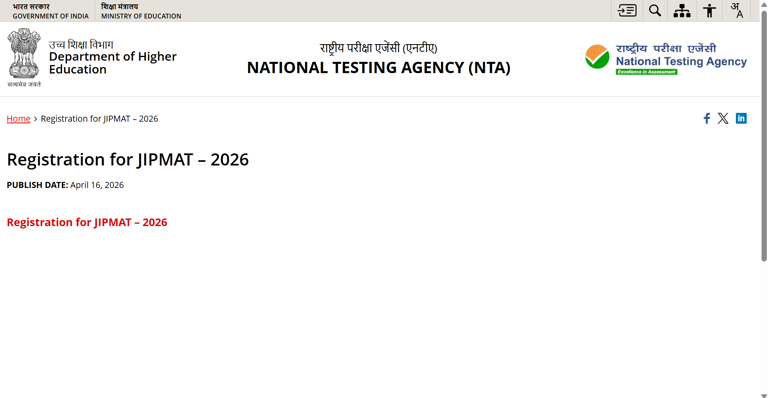 NTA JIPMAT 2026 registration begins for IIM Bodh Gaya, IIM Jammu ...