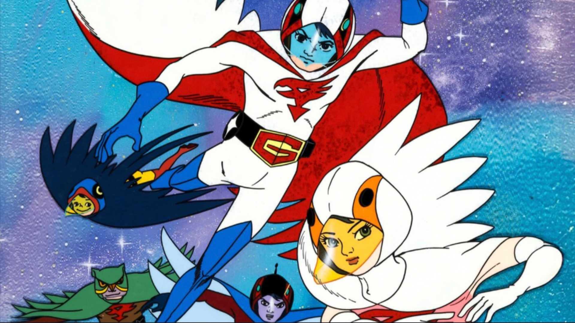 The G-Force team flies into action in Science Ninja Team Gatchaman.