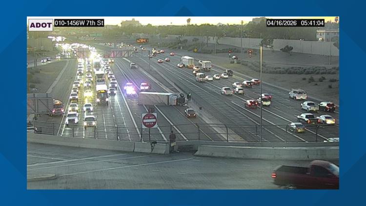Semi-truck rollover crash reported on westbound I-10 near downtown Phoenix