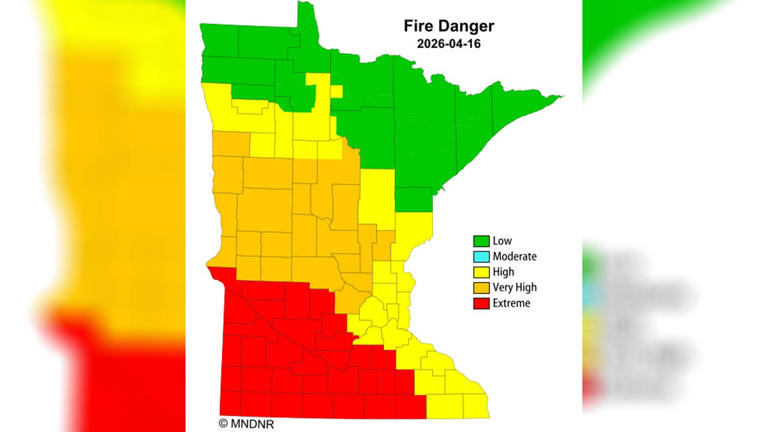 Red flag warning issued for 18 Minnesota counties amid extreme fire risk