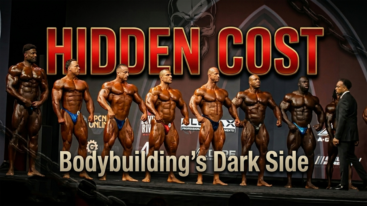 A dramatic image highlighting the dark side of bodybuilding