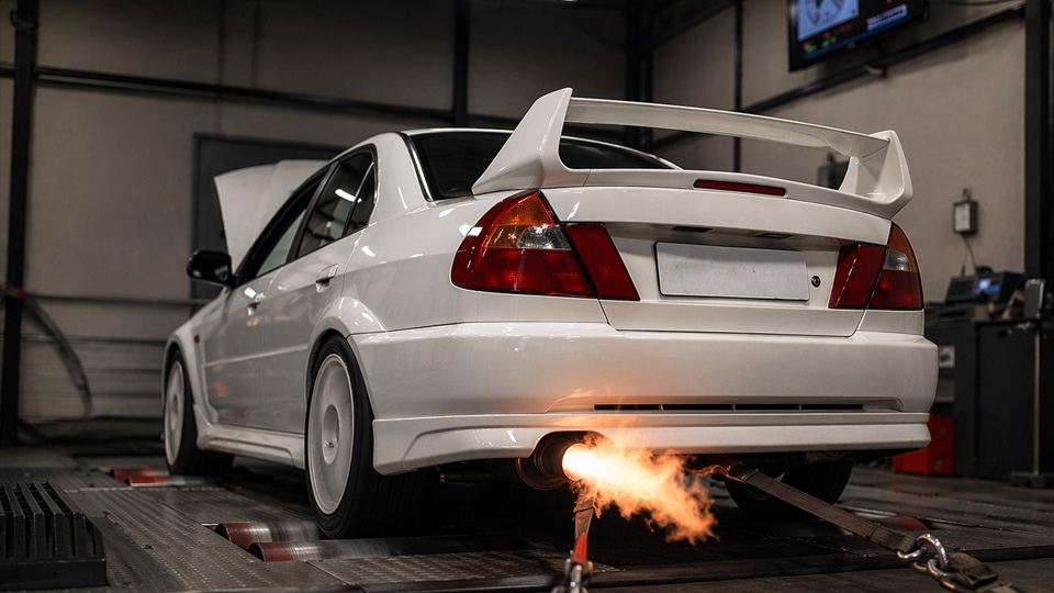 Lancer EVO V RS engine note 540WHP full throttle dyno