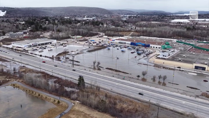 Drone footage shows extent of flooding in North Bay