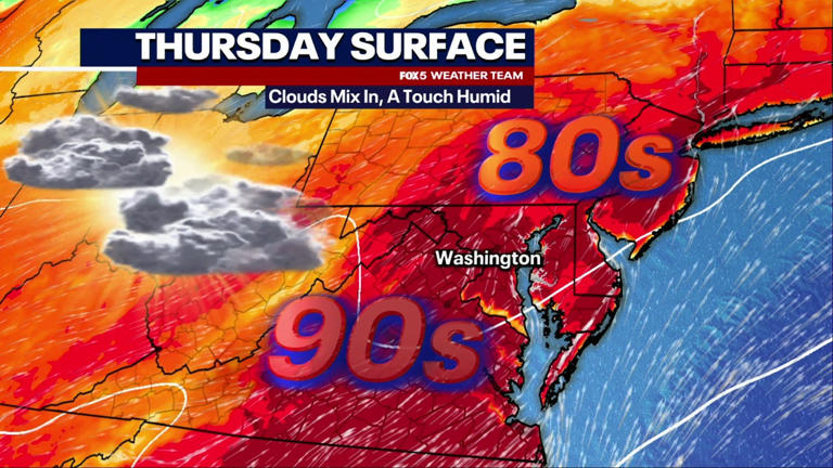 DC weather: Hot, dry Thursday with highs near 95 degrees; record temps ...