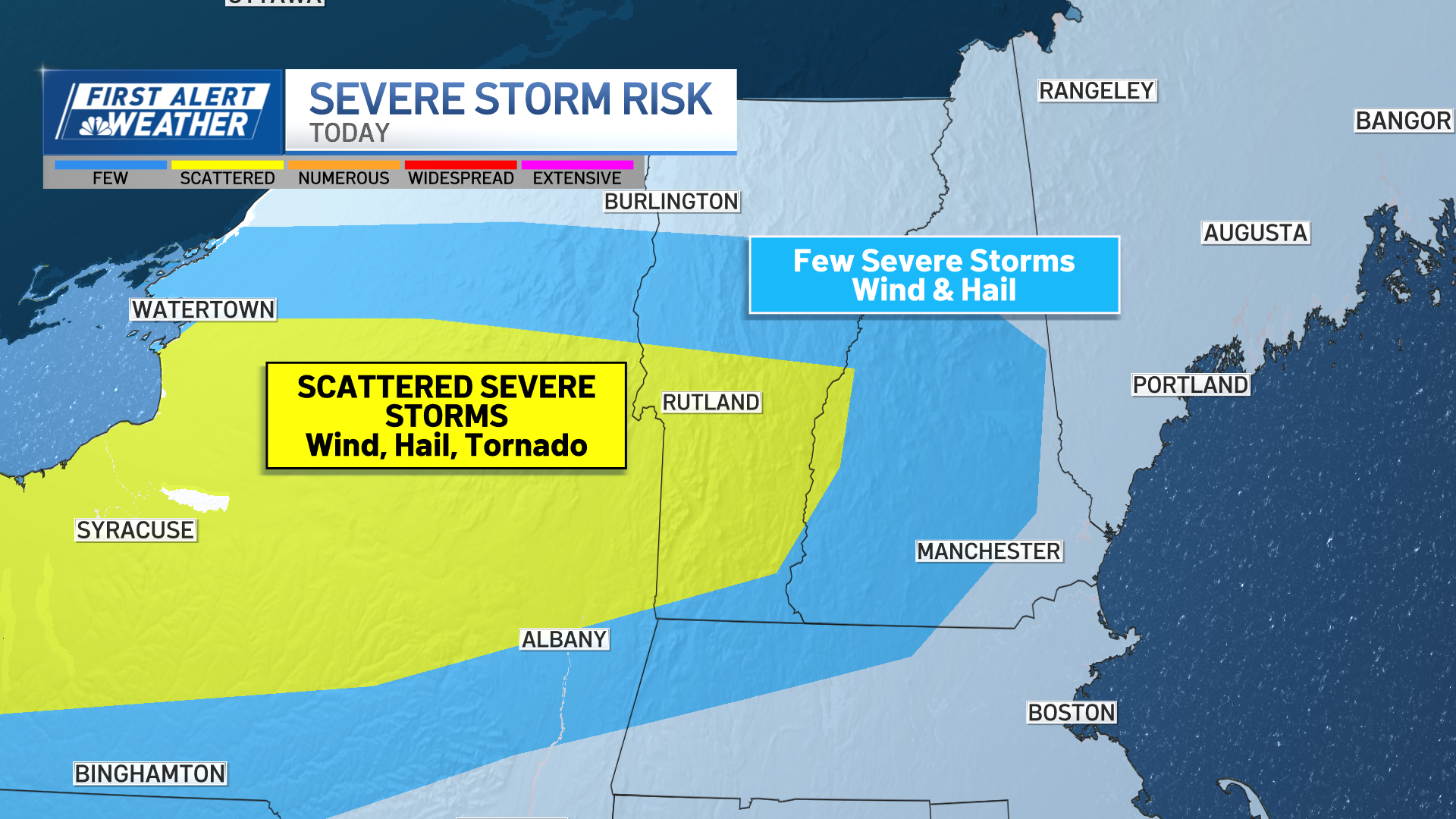 Storms possible later today in parts of western New England