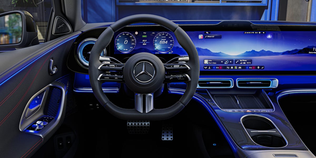 Here's your first look at the Mercedes C-Class EV's screen-covered cabin