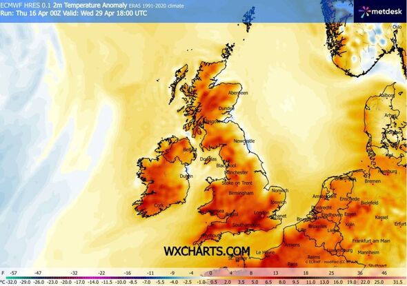 UK weather maps show 23C mini-heatwave in April as 28 counties hit ...