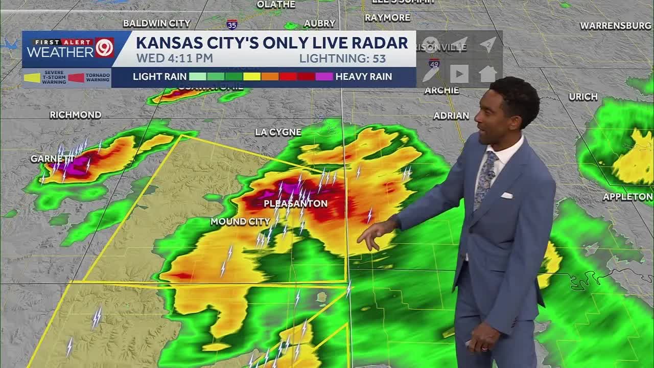 Severe thunderstorms are in the Kansas City area