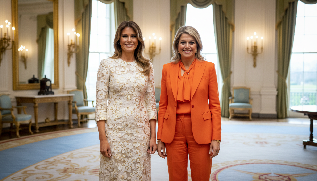 open lace back dress Melania