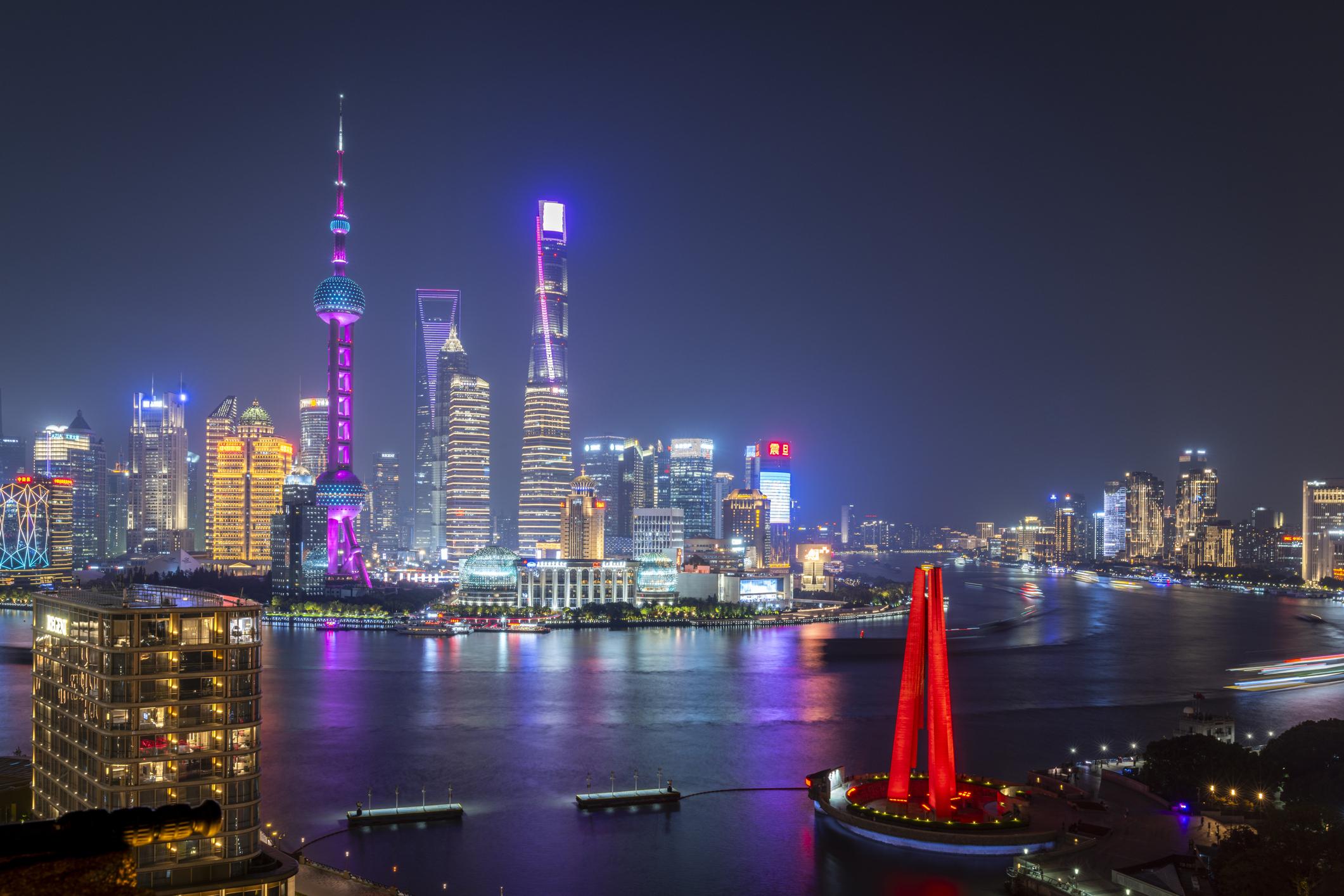 Skyline at night in China