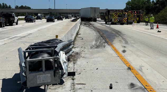 Semi crash causes major backup on I-75 southbound in Hillsborough County