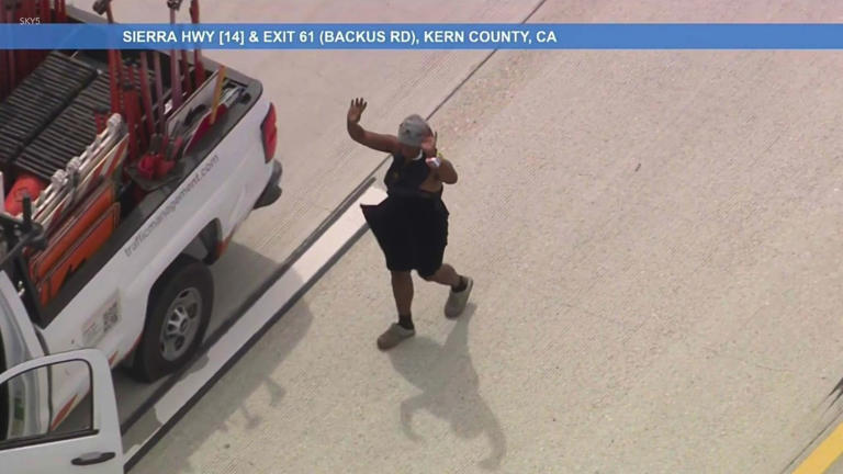 Woman in stolen road work truck leads police on high-speed chase in LA ...