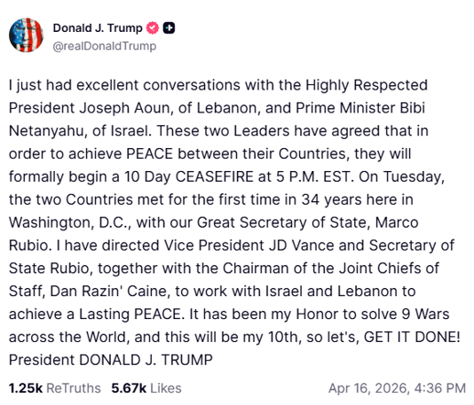  (Truth Social/ Donald Trump)