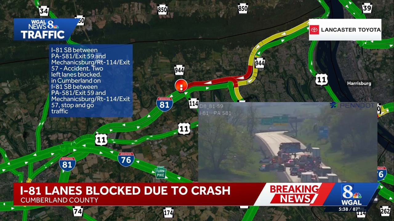 Multi-vehicle crash shuts down portion of I-81 in Cumberland County