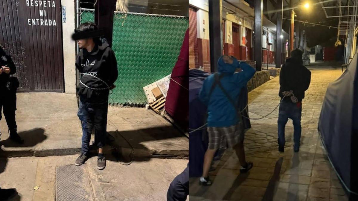 Retienen y amarran a poste a presunto ladrón en Hidalgo