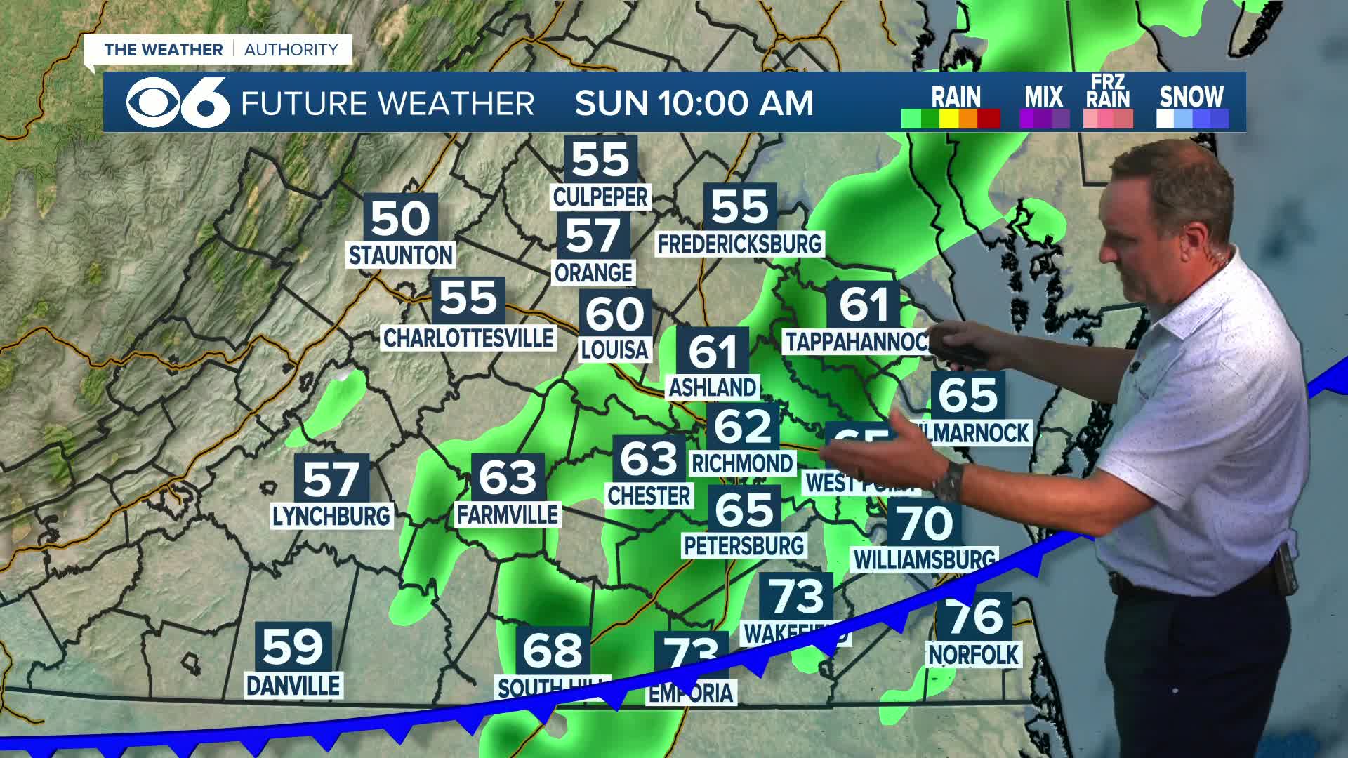 Hour-by-hour look at rain chances in Virginia Sunday: 'Significant drop ...
