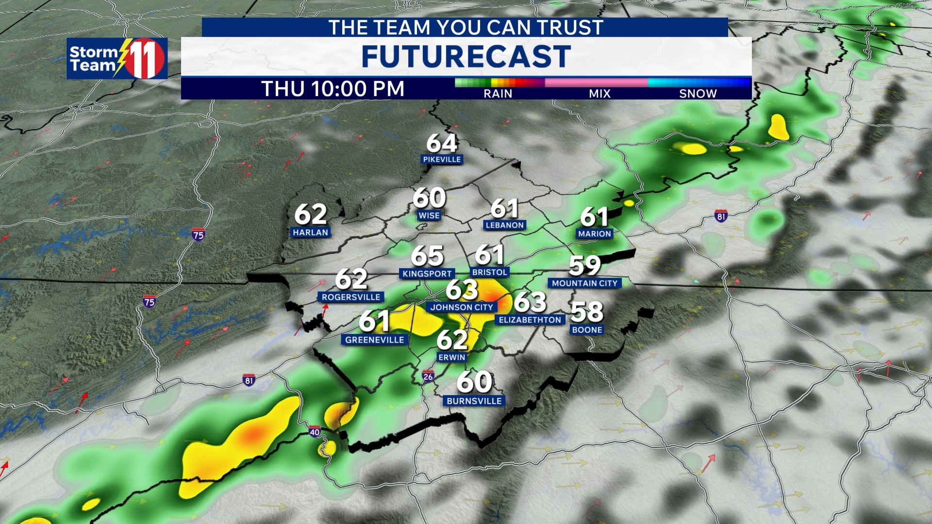 Rain continues overnight and is scattered through weekend