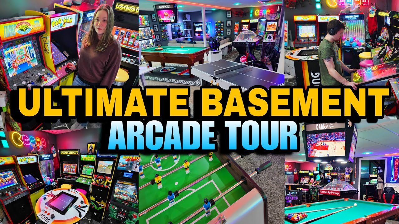 Ultimate home arcade and game room tour racing rigs skeeball pool ...