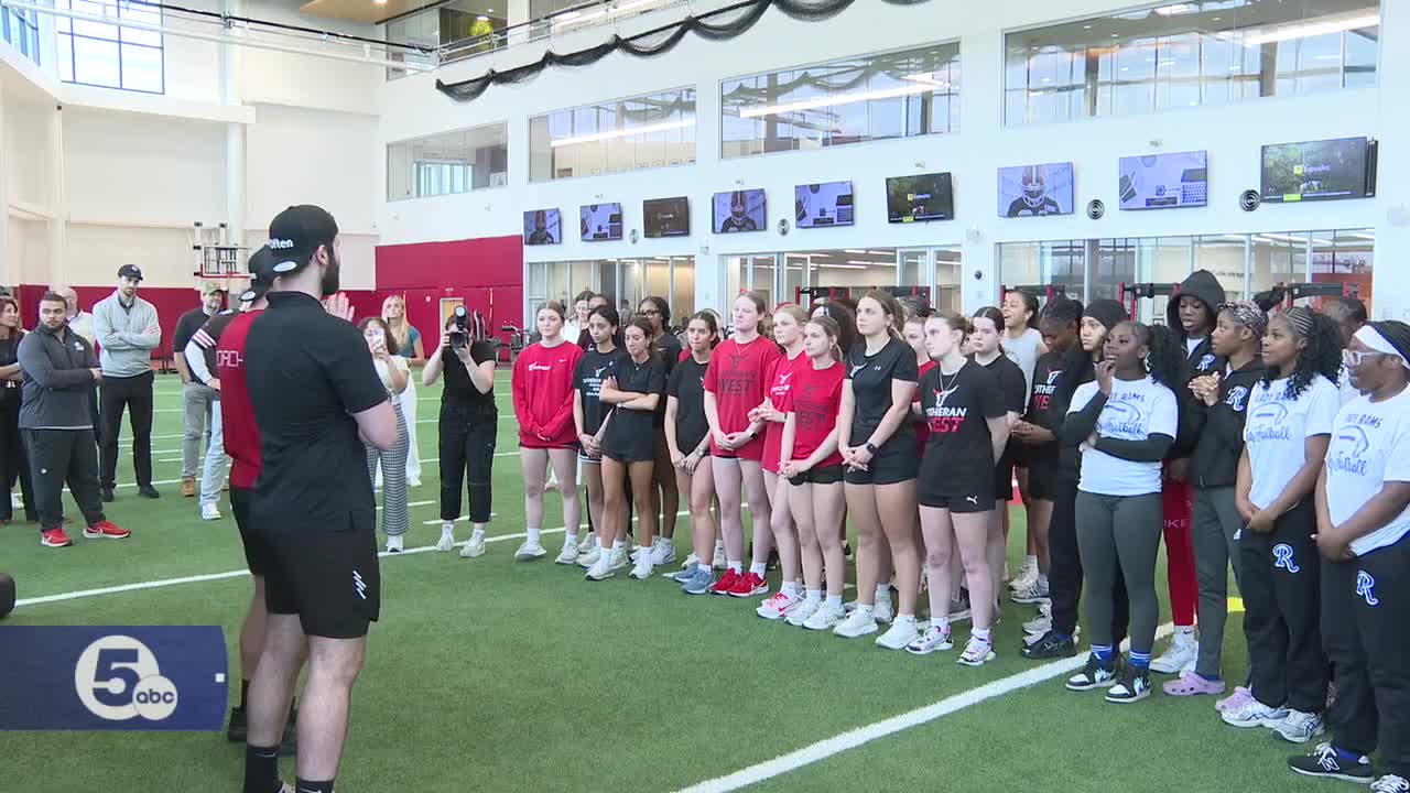 Browns, UH surprise local girls' flag football teams with new high-tech ...