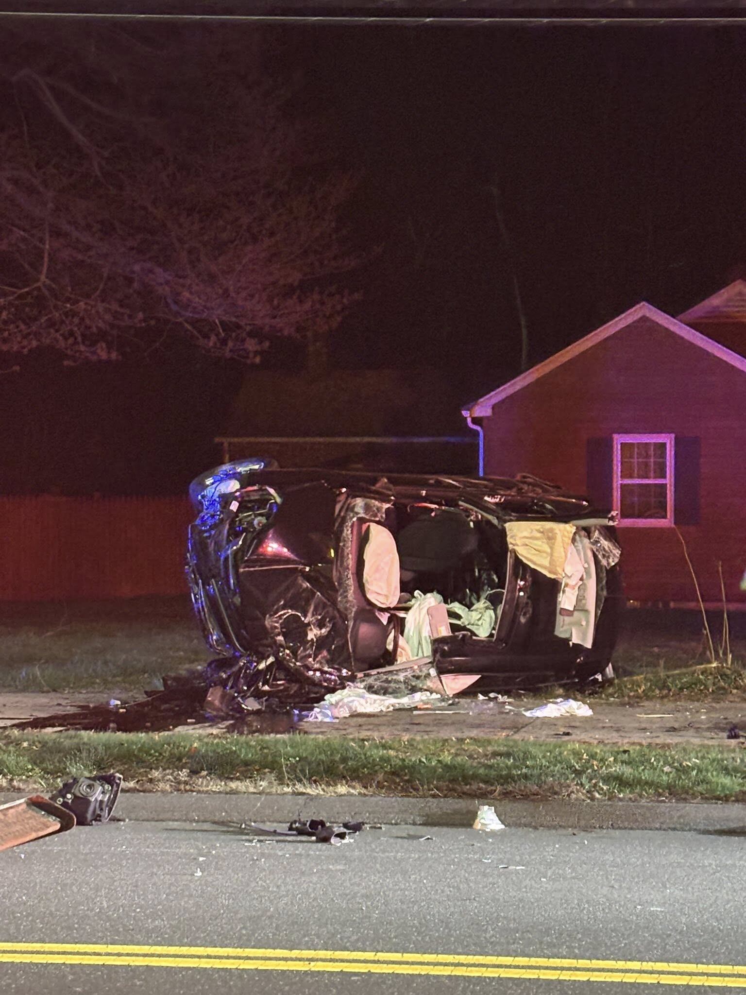 Two hospitalized after car hits utility pole in Westfield