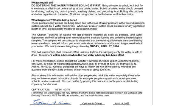 Multiple road closures in Alpena County due to flooding