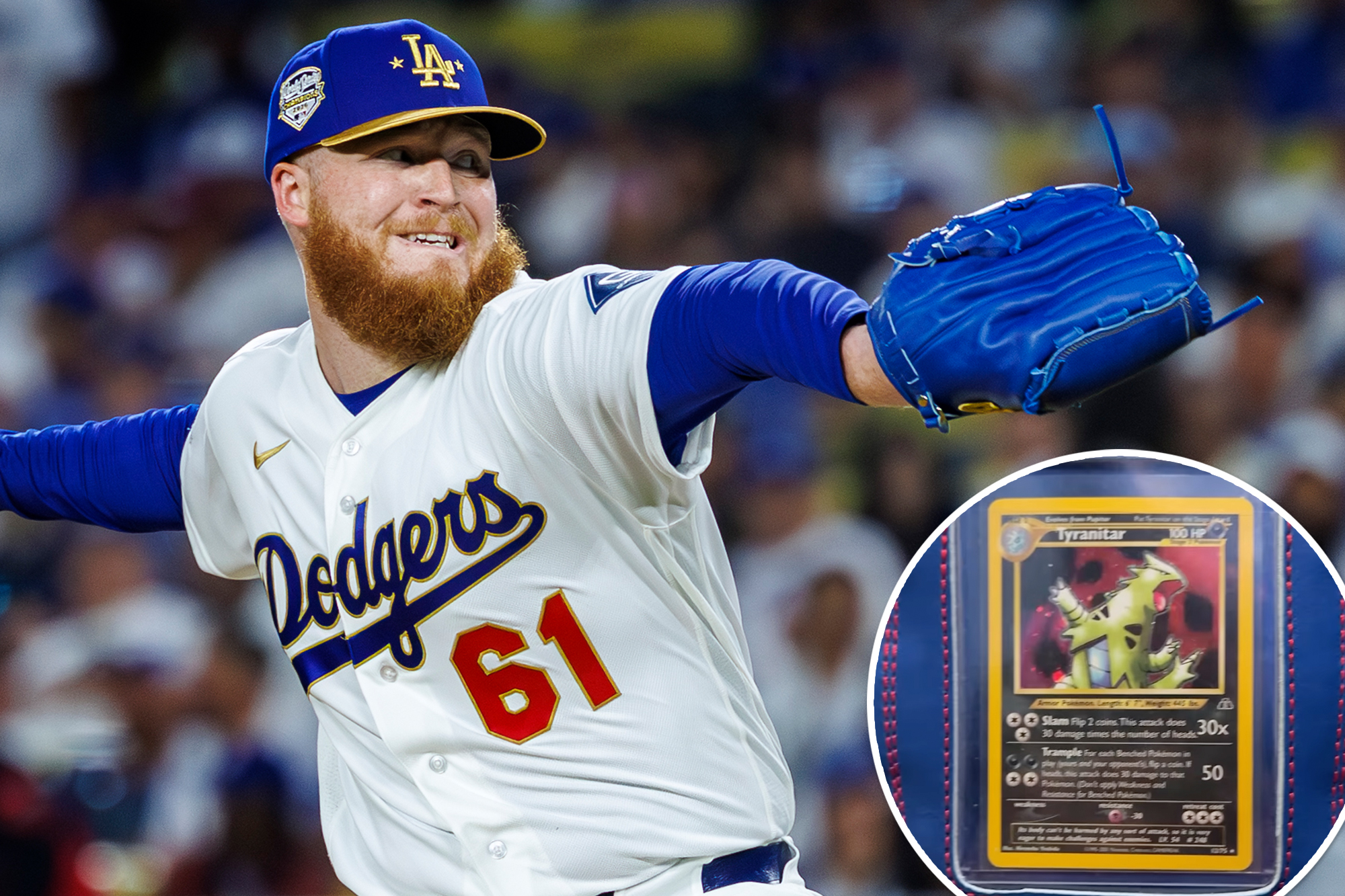 Dodgers pitcher snares custom glove with Pokemon card implant