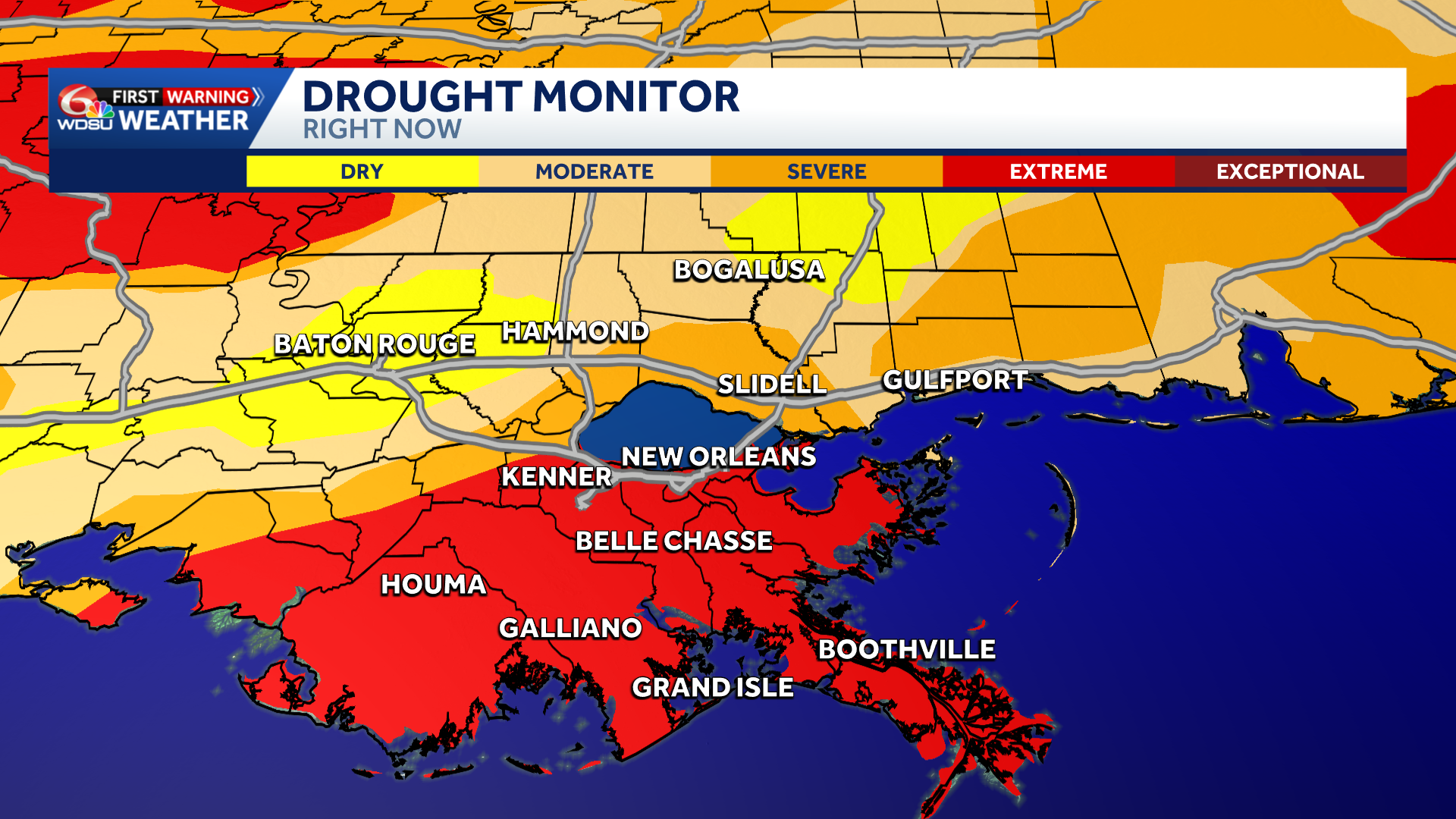 Extreme drought conditions are now being felt in the New Orleans metro
