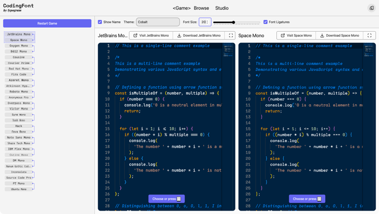 I played this web game to discover my perfect coding font