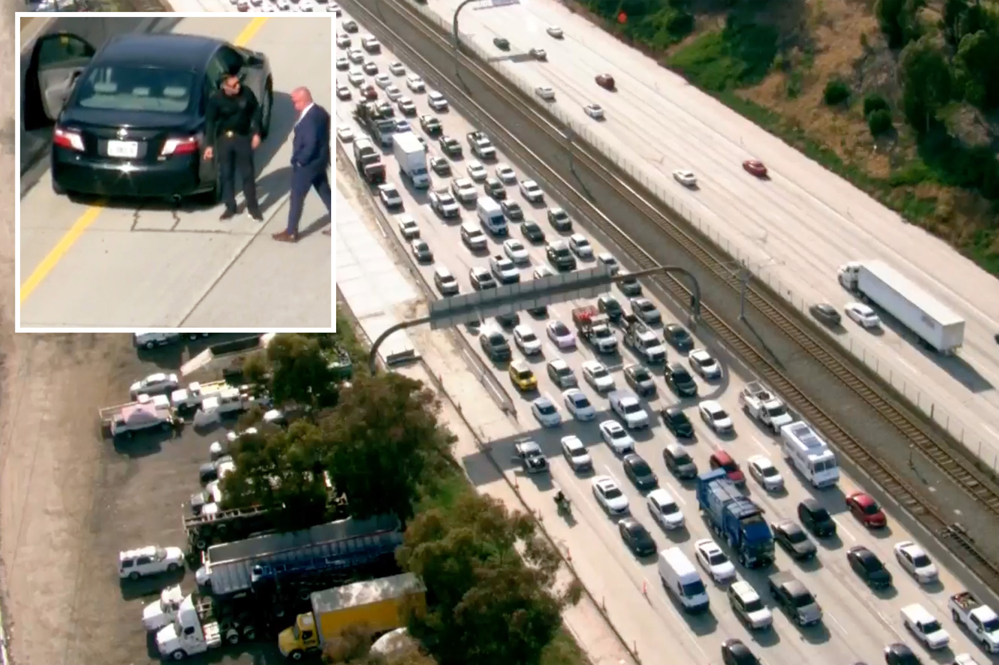 Eastbound 105 Freeway still closed, hours after man found shot inside car